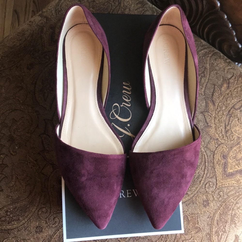 J Crew Sloan Suede D’Orsay Flats Cabernet Size 8.5